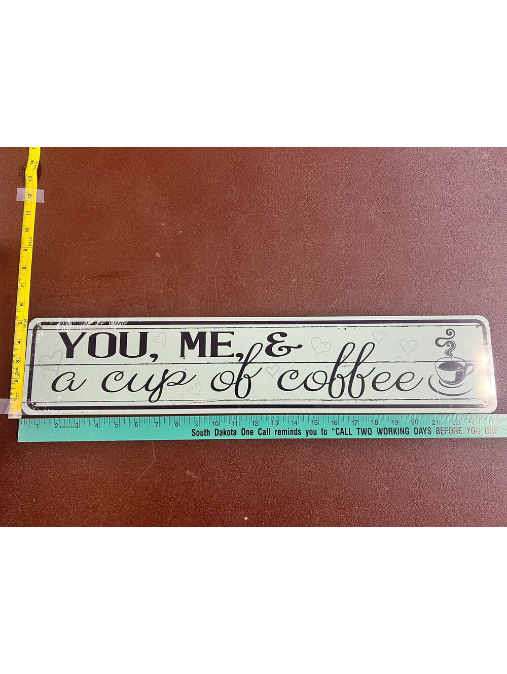 You Me & A Cup of Coffee 5x24 Aluminum Metal Sign Kitchen Cafe Decor